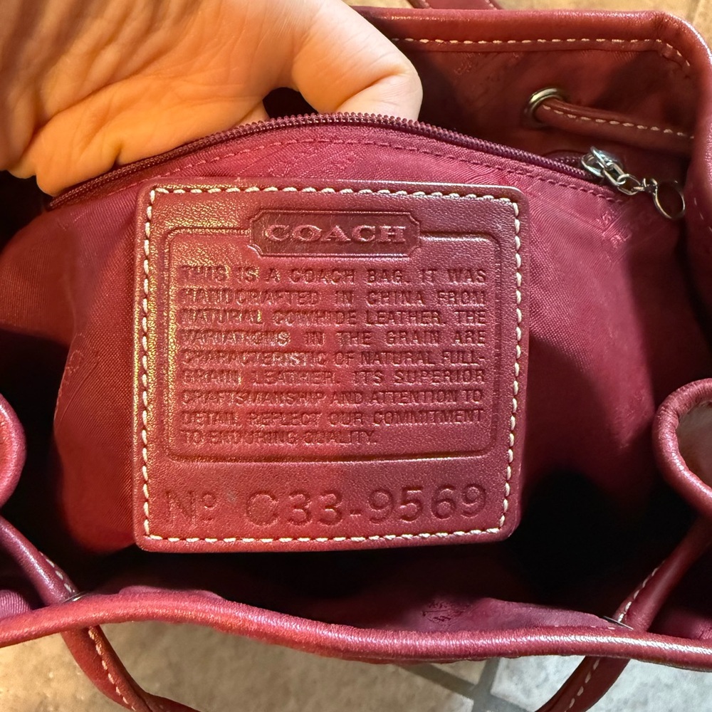 COACH LEGACY DRAWSTRING RED LEATHER BACKPACK 9569 - Picture 8 of 9